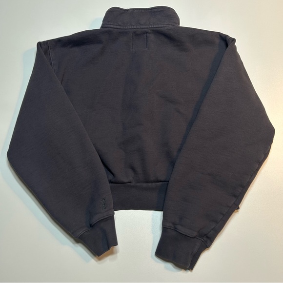 Tna Aritzia Cozy Fleece Perfect Quarter Zip Sweatshirt Black Cropped - Picture 2 of 6